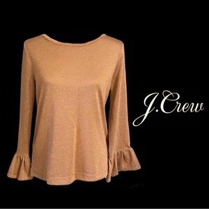 J. Crew Sparkly Gold Bell Sleeve Top